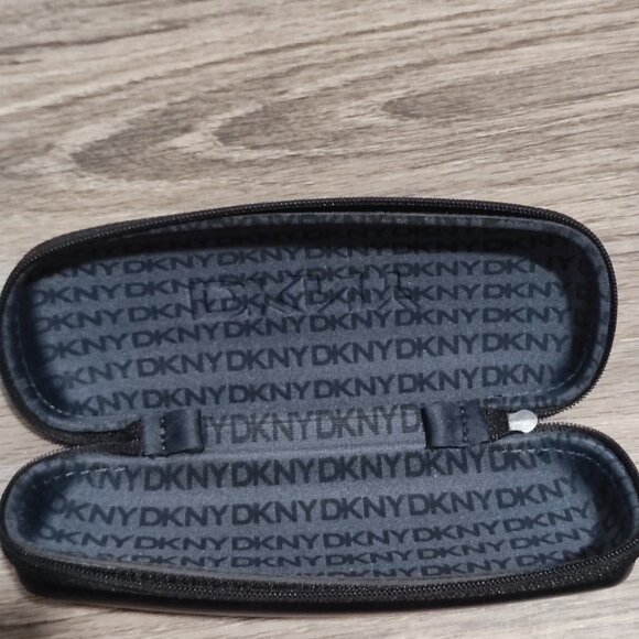 DKNY eye glasses case black faux leather inside brand name printed pattern - Picture 4 of 4